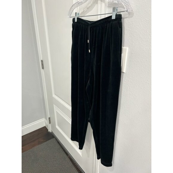 Bechamel Petites Velour Jogger Pants Black Sz Medium Lounge Relaxed Fit Active - Picture 3 of 9